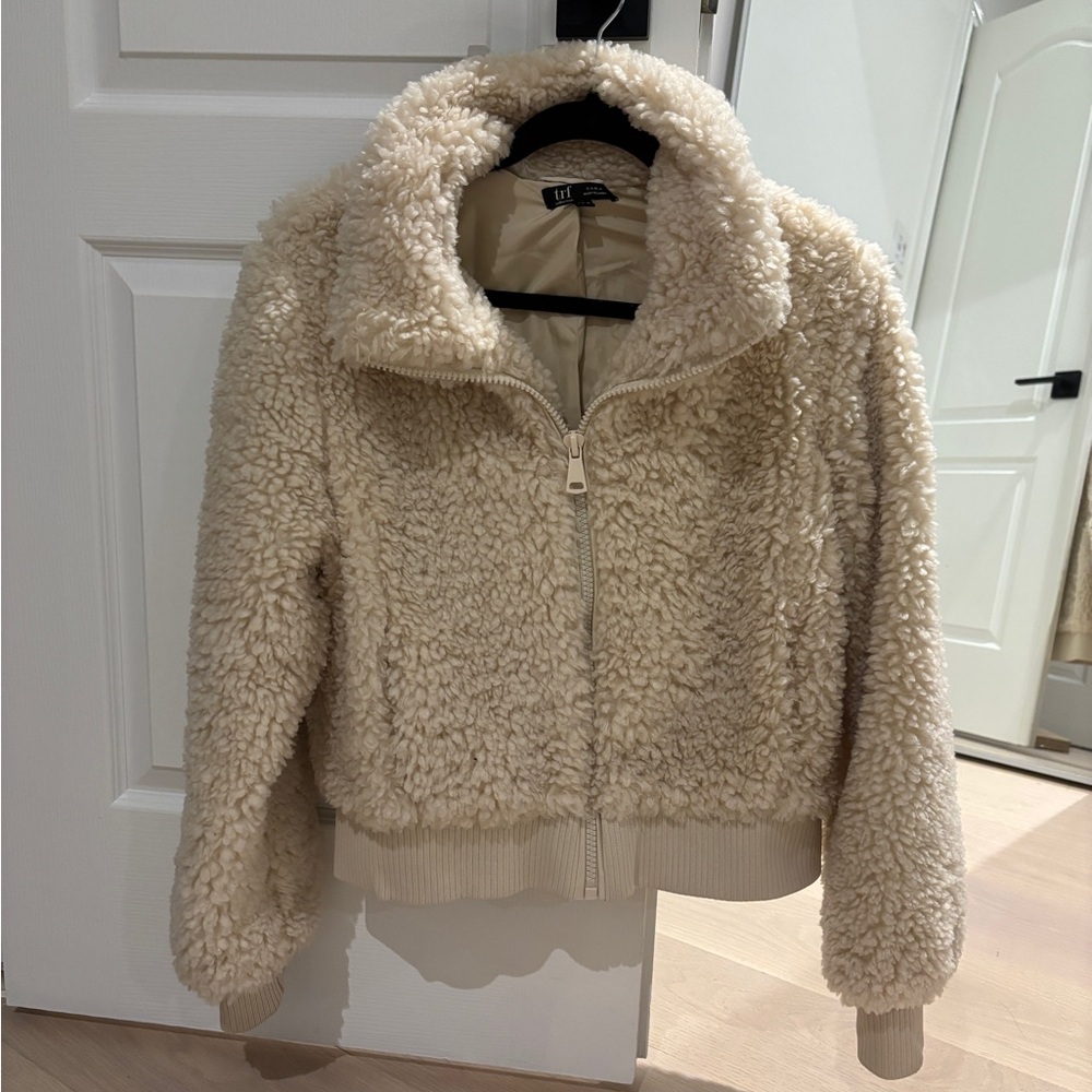 Zara TRF Cream Teddy Jacket